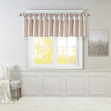 Imagem de Madison Park Emilia DIY Miçangas com acabamento superior e aba torcida 1 janela sanefa, 127 x 66, Blush