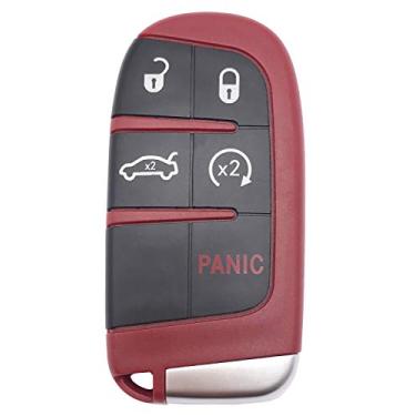 Imagem de Horande: 5 botões de substituição para chave de controle remoto Jeep, Dodge, Chrysler, Fiat (SUV, Caminhão), Vermelho