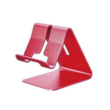 Imagem de 1 peça Suporte de telefone de mesa dourado de luxo Suporte de cartão de visita de alumínio Rack de telefone Material de escritório Suporte de exibição de mesa Acessórios de mesa (vermelho)