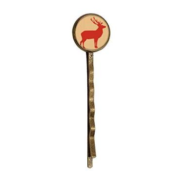 Imagem de Cervo Animal Vermelho Grão de Madeira Retrô Metal Cabelos Bobby Pin Headwear