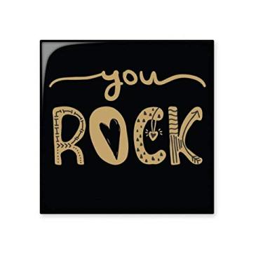 Imagem de Pedra de parede You Rock com citação dourada, azulejo de cerâmica brilhante para banheiro e cozinha