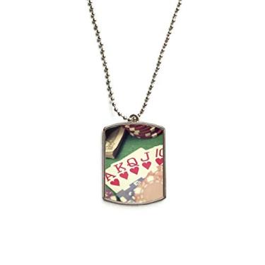 Imagem de Colar com pingente de placa de identificação de cachorro de aço inoxidável para fotos de jogos de pôquer Hearts Flush