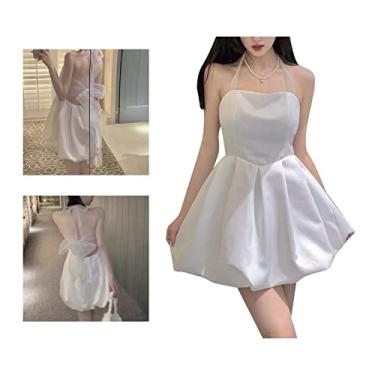 Imagem de Vestido Curto Frente única Respirável Sem Alças Feminino Vestido de Verão Poliéster Macio Namoro (L)