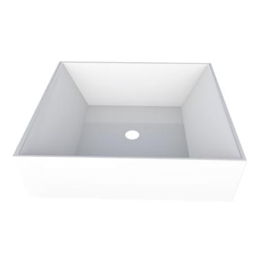 Imagem de Cuba para Banheiro Prisma Branca em Mármore Sintético - Cozimax