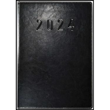 Imagem de Agenda 2024, Capa Dura, Executiva Grande, Brochura, Preta, 168 Folhas, Kit