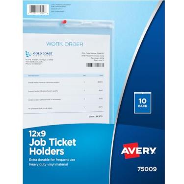 Imagem de Avery Porta-bilhetes de trabalho, vinil de calibre pesado, 22,8 x 30,4 cm, 10 por pacote (75009), transparente