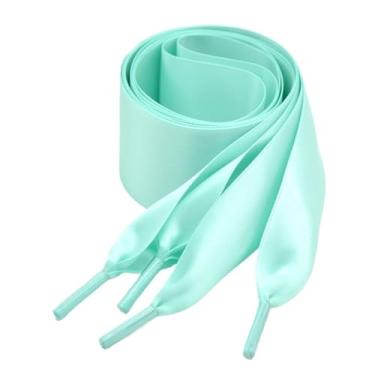 Imagem de Wide Flat Satin Ribbons Laces Polyester Laces Sneakers Sneakers Lace Color Laces Multicolor Laces (Color : Green, Size : 100cm)