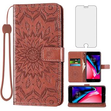 Imagem de Capa de telefone para iPhone 7plus 8plus 7/8 Plus capa carteira com protetor de tela de vidro temperado, capa flip de couro, suporte para cartão, acessórios para celular i Phone7s 7s + 7+ 8s 8+