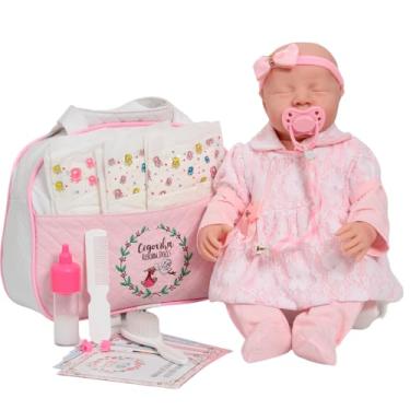 Imagem de Boneca Bebê Reborn Menina Olhos Fechados Enxoval Completo