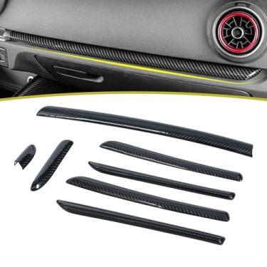 Imagem de JESYMBX Painel interior painel painel porta molduras guarnições de cobertura para Audi A3 S3 RS3 2014-2018 tira fibra de carbono 7 peças