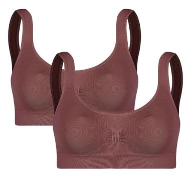 Imagem de Kit Com 2 Top Liso Básico Sem Bojo E Sem Costura Feminino Adulto Trifi