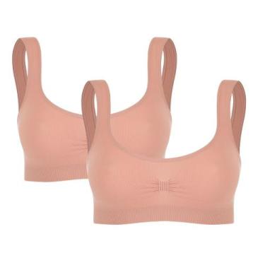 Imagem de Kit Com 3 Top Liso Básico Sem Bojo E Sem Costura Feminino Adulto Trifi