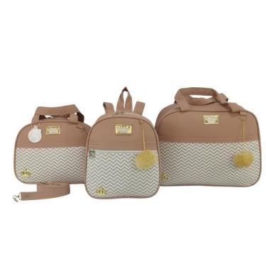 Imagem de Bolsa maternidade 3 peças chevron nude - LET BABY BOLSAS DE MATERNIDAD