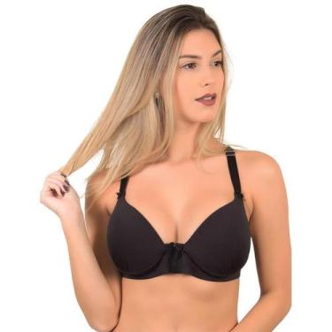 Imagem de Sutiã Plus Size Liso Nadador Bojo Alça Regulável - WLS Modas, Preto, X