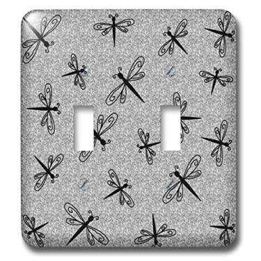 Imagem de 3dRose LLC lsp_12136_2 Libélulas dançantes em granito cinza, interruptor duplo