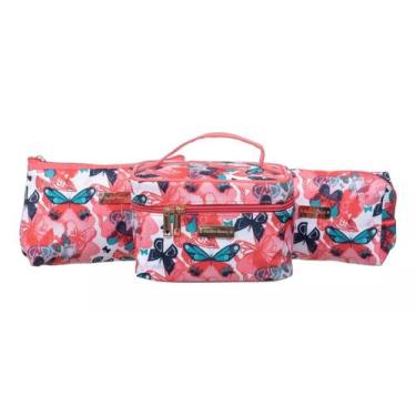 Imagem de Necessaire Kit 3 Peças Organizador Maquiagem Viagem Higiene - PGB, Cor