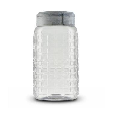 Imagem de Potes Plástico 1,5 Litro Tampa Encaixe Carrara Organizador Textura Res