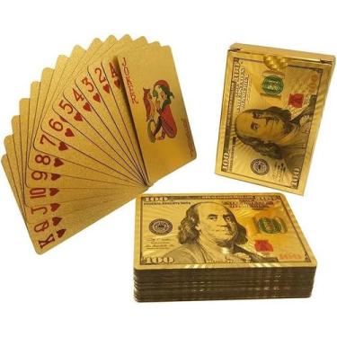 Imagem de Baralho Dourado Ouro Brilho Luxo Poker Truco Cartas - Nova Zé