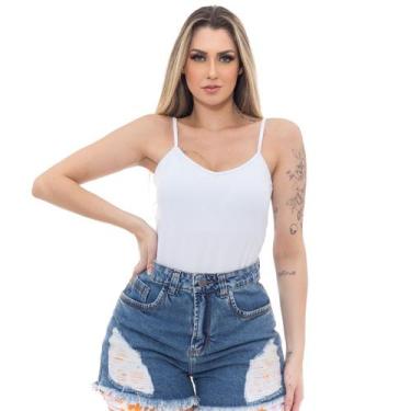 Imagem de Body Camiseta Collant Premium de Alcinha e bojo Decote Alta elasticida