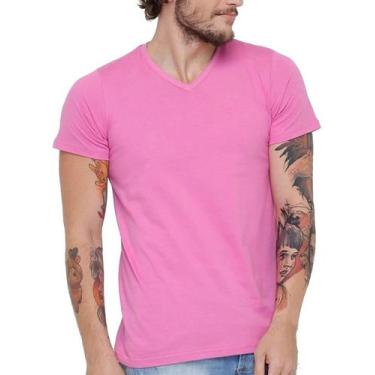 Imagem de Camiseta Gola V Masculina Liso Algodão Camisa Atacado - Vesttuario, Ro