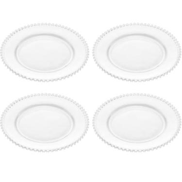 Imagem de Conjunto 4 Pratos Rasos de Jantar em Cristal Wolff Pearl 28cm Transpar