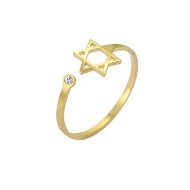 Imagem de Modpide Anel de dedo feminino com estrela de Davi ajustável em aço inoxidável, adjust, Aço inoxidável, Sem pedra preciosa