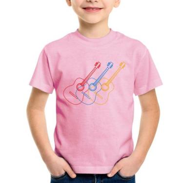 Imagem de Camiseta Infantil Violão Cores - Foca na Moda, Rosa bebê, 10
