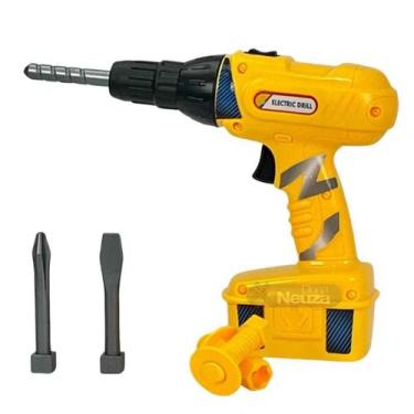 Imagem de Kit Ferramenta Brinquedo Furadeira Parafusadeira Elétrica Funciona Com