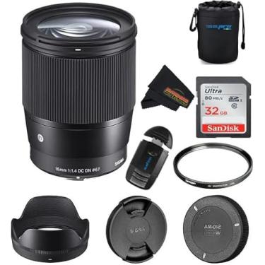 Imagem de Sigma Lente contemporânea 16 mm f1.4 DC DN para Sony E com pacote de acessórios da Sunshine Photo Store