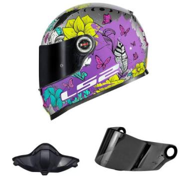 Imagem de Capacete LS2 FF358 Dreamcatcher Cinza e Rosa Mais Viseira Fumê e Narig