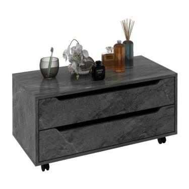 Imagem de Gabinete Banheiro 80cm 2 Gavetas Retrô Com Rodízios Multimóveis Cr10121 Mármore Lunar Mármore Lunar