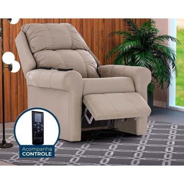 Imagem de Poltrona Reclinável p/ Sala Mh 1216 Two Way c/ Massagem Courano Bege - Herval