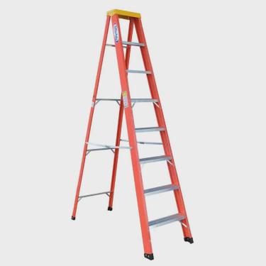 Imagem de Escada em Fibra Tesoura 7 Degraus 2,40m com Patamar Simples WBertolo