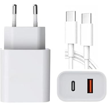 Imagem de Carregador Universal Ultra Rápido 40W Duo, USB-C e USB-A + Cabo Tipo-C, Power Delivery, Quick Charge 4.0, Branco – Compatível com Samsung, Motorola, LG e iPhone.