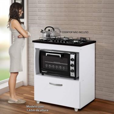Imagem de Balcão para Cooktop 1 Porta 1 Nicho Salvia Kaiki Móveis Branco