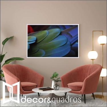 Imagem de Quadro Penas Verdes 60x40 Cm Adesivo Fotográfico