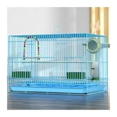 Imagem de Gaiola para Pássaros Bird Cage Parrot Cage Encrypted Metal Folding Cage Extra Large Gaiola para Pássaros de Estimação(Blue)