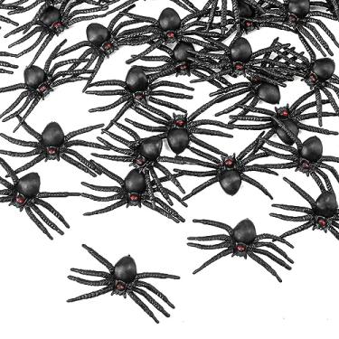 Imagem de 100 peças lustre Halloween, lustre realista de plástico lustre de brincadeira preta brinquedos de aranhas, lustre falso de Halloween para festas de Halloween dia dos inocentes festa temática