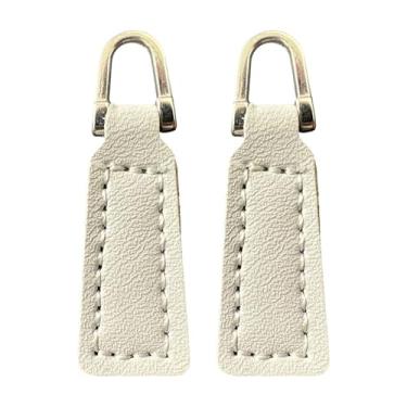 Imagem de Fancyes 2x Puxadores de zíper Puxadores de zíper de couro PU Alça de reposição Puxador de Etiqueta de para bolsas Mochilas, Cinza
