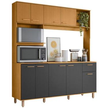 Imagem de Cozinha Compacta Com Tampo Luiza Freijó/Ripado/Grafite Acetinado Z44 -