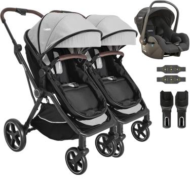 Imagem de Carrinho Kiddo para Gemeos com Bebe Conforto Nomad Grafite
