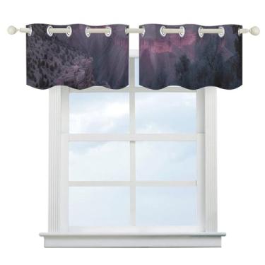 Imagem de Cortina blecaute Grand Canyon para escurecimento de quarto, cortinas de janela curta, isolamento térmico, para cozinha, sala de jantar, quarto, 2 painéis 132 x 46 cm