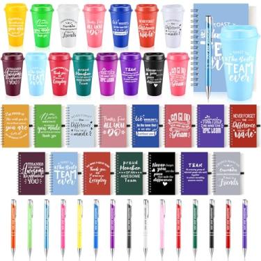 Imagem de AmazingSpark 45 peças presente de agradecimento de funcionários a granel 473 ml copos de agradecimento de plástico com tampa, cadernos espirais inspiradores e canetas, presente de formatura para