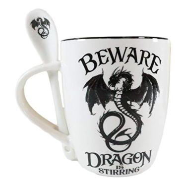 Imagem de Ebros Gothic Alchemy Magic Altar Drake Beware Dragon Is Agitando Cacau Chá Xícara de Café Conjunto de Caneca e Colher Dungeons Dragons Fantasia Macabra Alquimia Copos Canecas