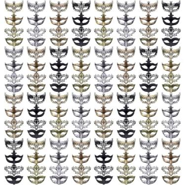 Imagem de FEQO 128 Pieces Masquerade Masks Vintage Antique Venetian Masks for Men Women(Fox, Arrows, Peacock, Little Miss)