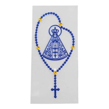 Imagem de Adesivo Carro Moto Terço Nossa Senhora Aparecida Azul 6x13cm
