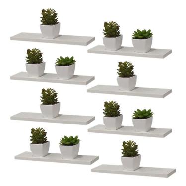 Imagem de Kit 8 Prateleira Branca MDF 40 x 20cm Suporte Invisível