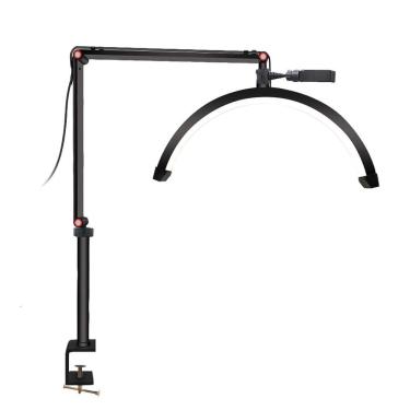 Imagem de Luz Led Meia Lua Para Cílios Tatuagem Esteticista Mesa Braço Oscilante Chicote Branca Preto