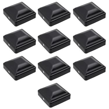Imagem de Tsnamay Tampas de poste de deck de 5 cm x 50 mm capas de poste de ferro galvanizado para caixas de correio de varanda de deck capas de metal, 10 peças pretas