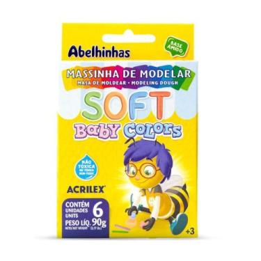 Imagem de Massa de Modelar Amido 90g 6 Cores Acrilex Soft Baby Colors com 6 Unid